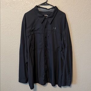 Under Armour Men's Black Fish Hunter Solid Long-Sleeve Shirt Size 3XL